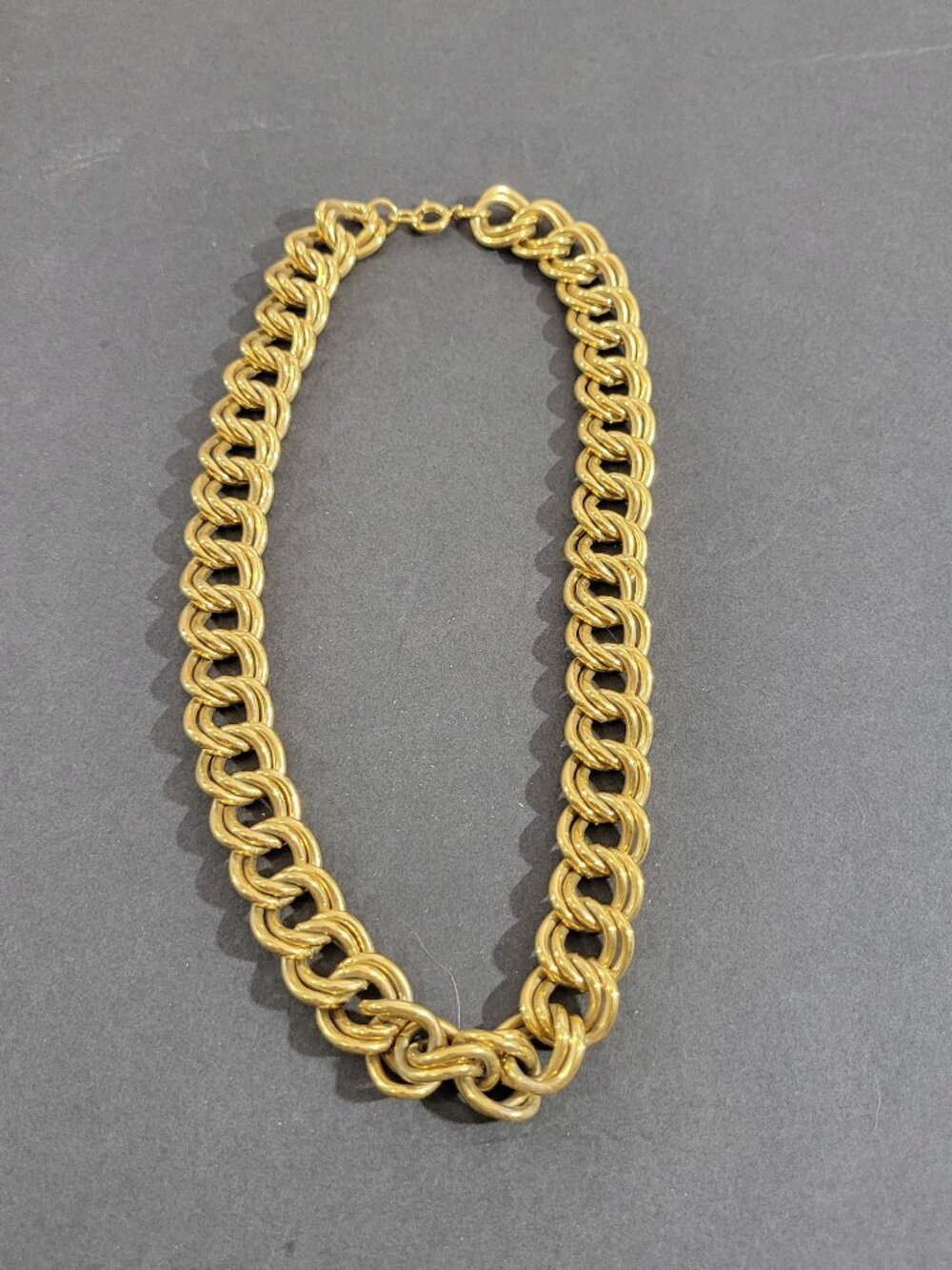 Thick Gold Tone Chainmail Necklace 18" Heavy Bold Statement
